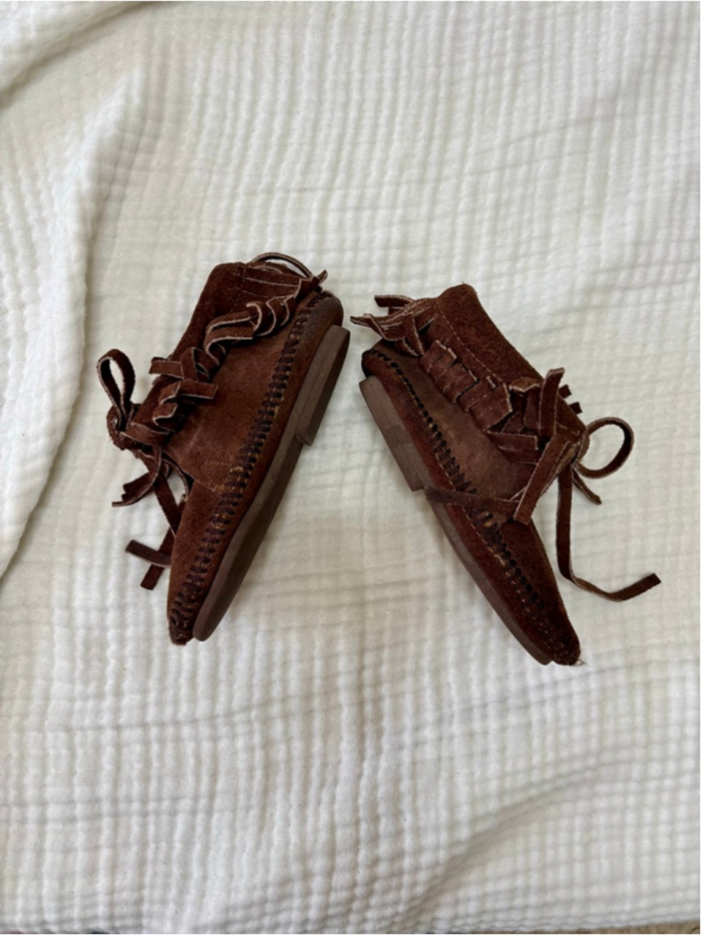 Baby Unbranded Brown Moccasins suede Leather - Picture 2 of 9